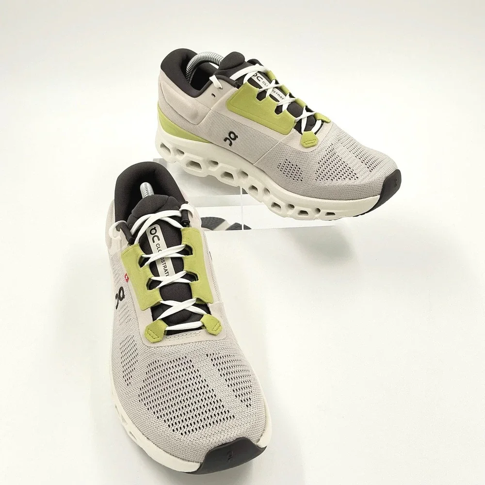 On Running Cloudstratus 3 Womens Size 10 White Lime Road Shoes NEW Sneakers $179
